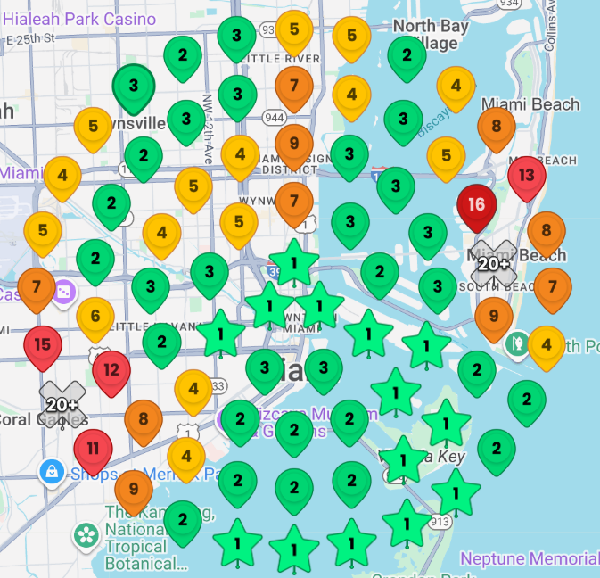 Local map ranking grid showing improved positions