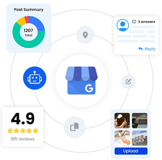 GBP posts, Q&A, reviews, photos and updates view