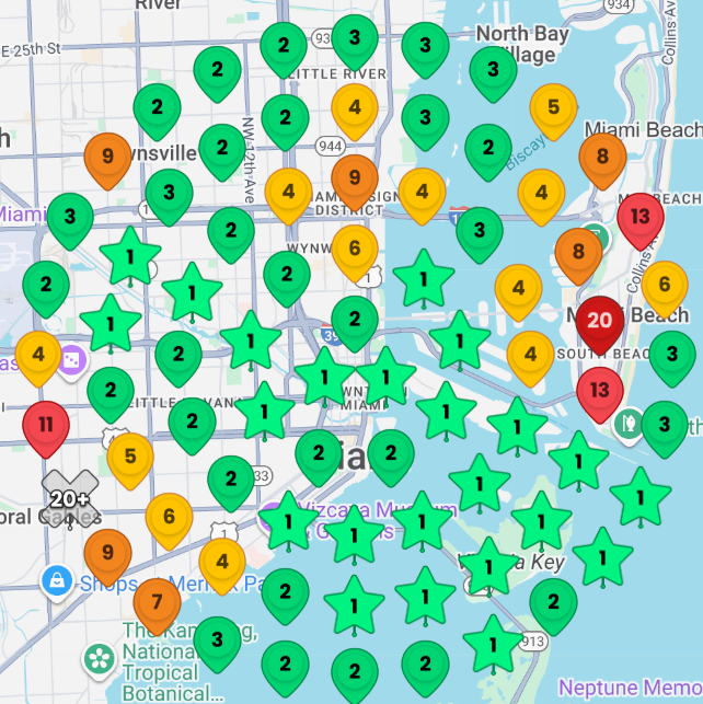 Local map ranking grid showing improved positions